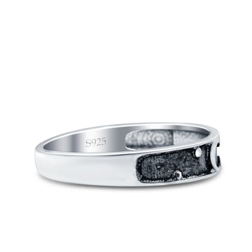 Moon & Stars Band Oxidized Solid 925 Sterling Silver Thumb Ring (4mm)